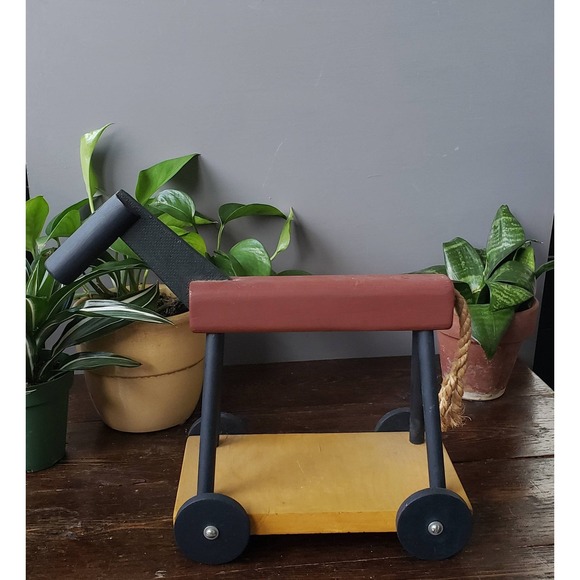Wood Horse on wheels | Nursery Decor | vintage handmade doll toy Push Toy - Picture 1 of 6